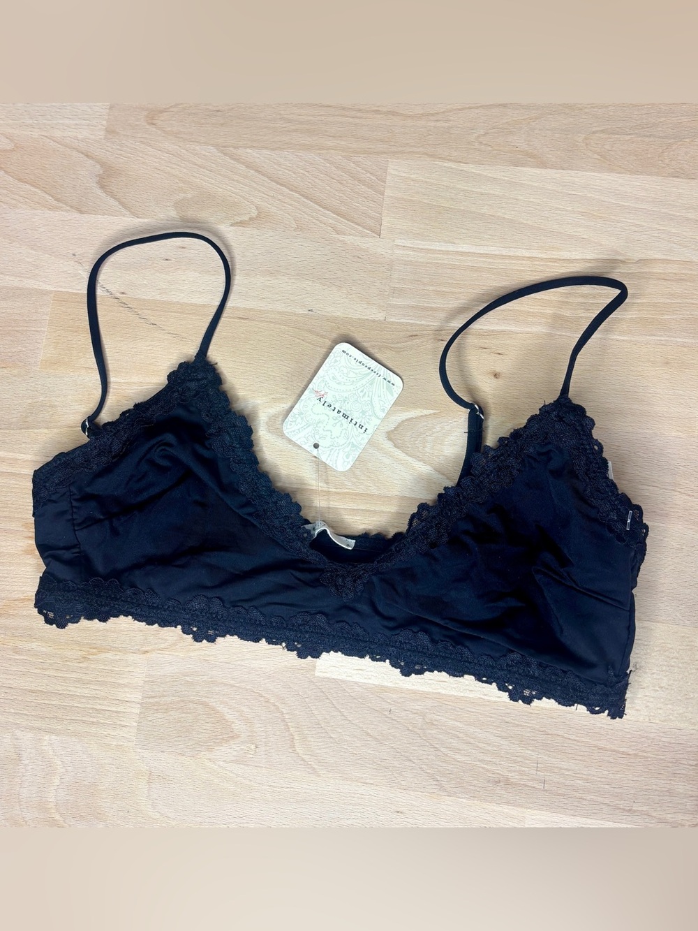 Intimately Free People Charlie V Lace Bralette Size S Black New With Tags NWT